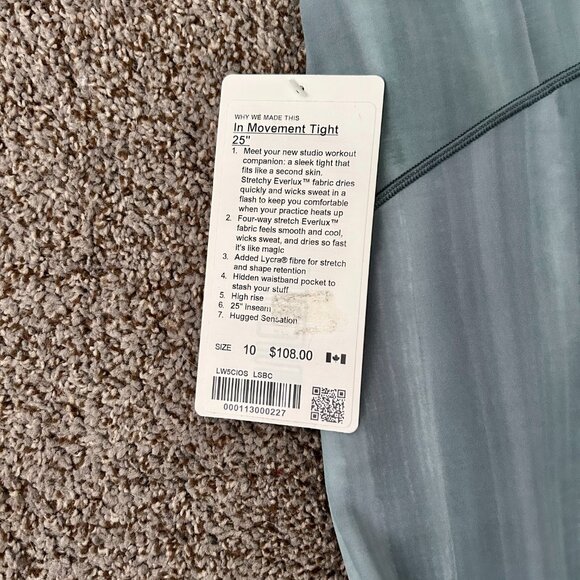 New Lululemon In Movement High-Rise Tight Everlux 25" Size 10 - Picture 2 of 3